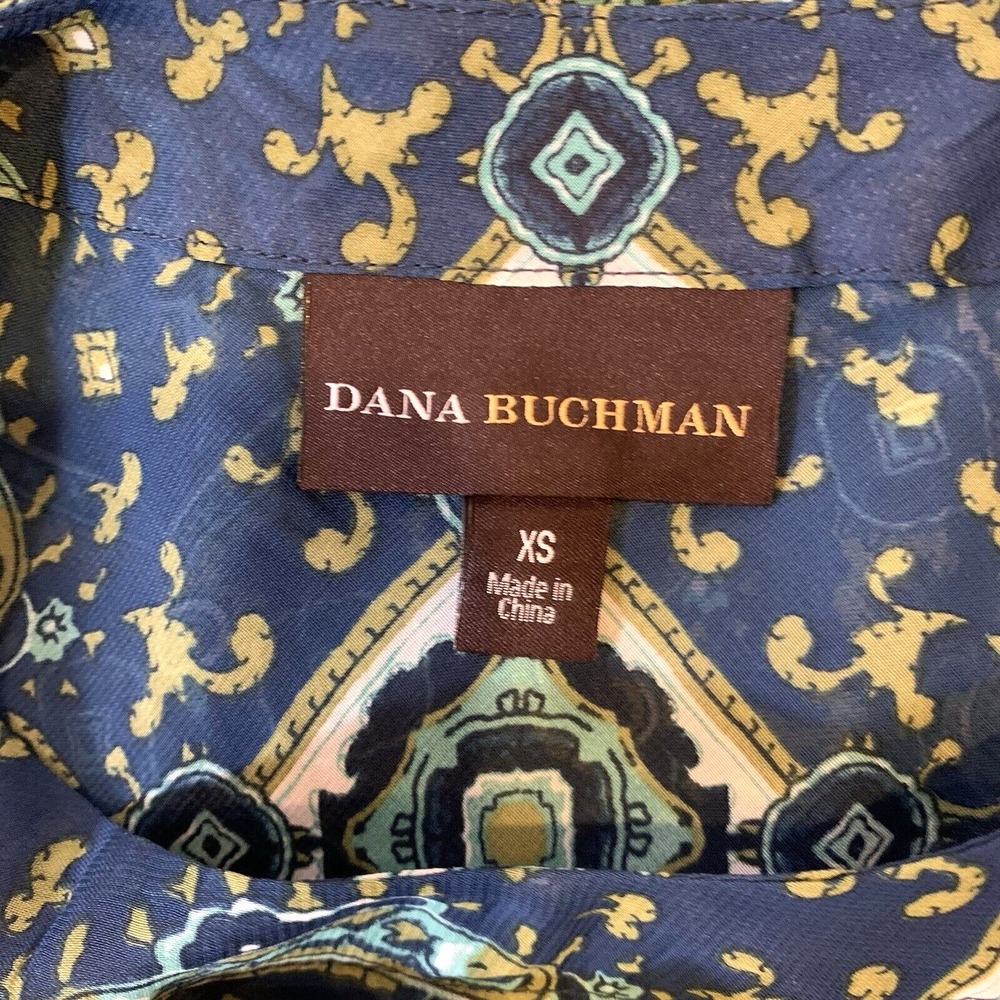 Dana Buchman Flowy Poncho + Camisole Womens XS Boho 2 Piece Set Blue Paisley - Picture 3 of 12
